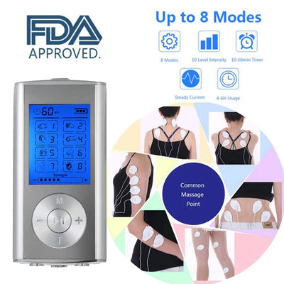 TENS EMS Unit 8 Modes Digital Palm Device Best Pain Relief Machine Body Massager for Neck Back Lumbar Muscle Stimulator Therapy