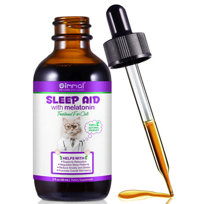 Melatonin for Cats Sleep Aid Supports Healthy Stress Relief Anxiety Relief 100% Natural Liquid Formula Regulates Sleep Patterns