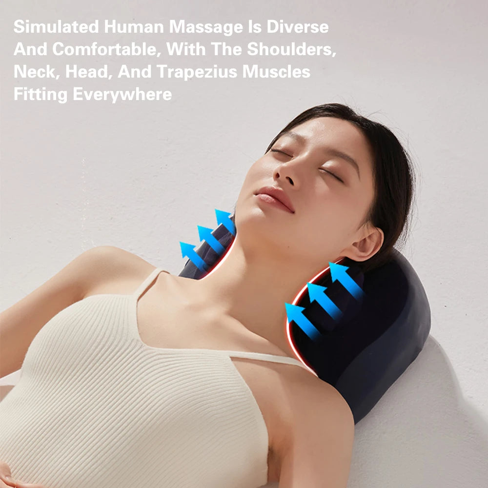 6D Electric Neck Massager Pillow Device Shiatsu Cervical Ttraction Heating Back Pillow Neck Massage Instrument Pain Back Relief