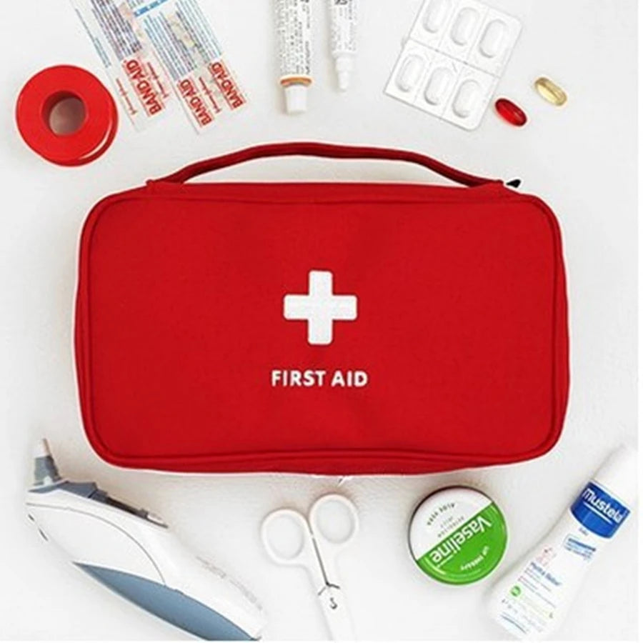 Health Medicine First Aid Kit Oxford Cloth Portable Travel Storage Emergency Kit Tote Bag Outdoor Medical Bag Storage Case Red