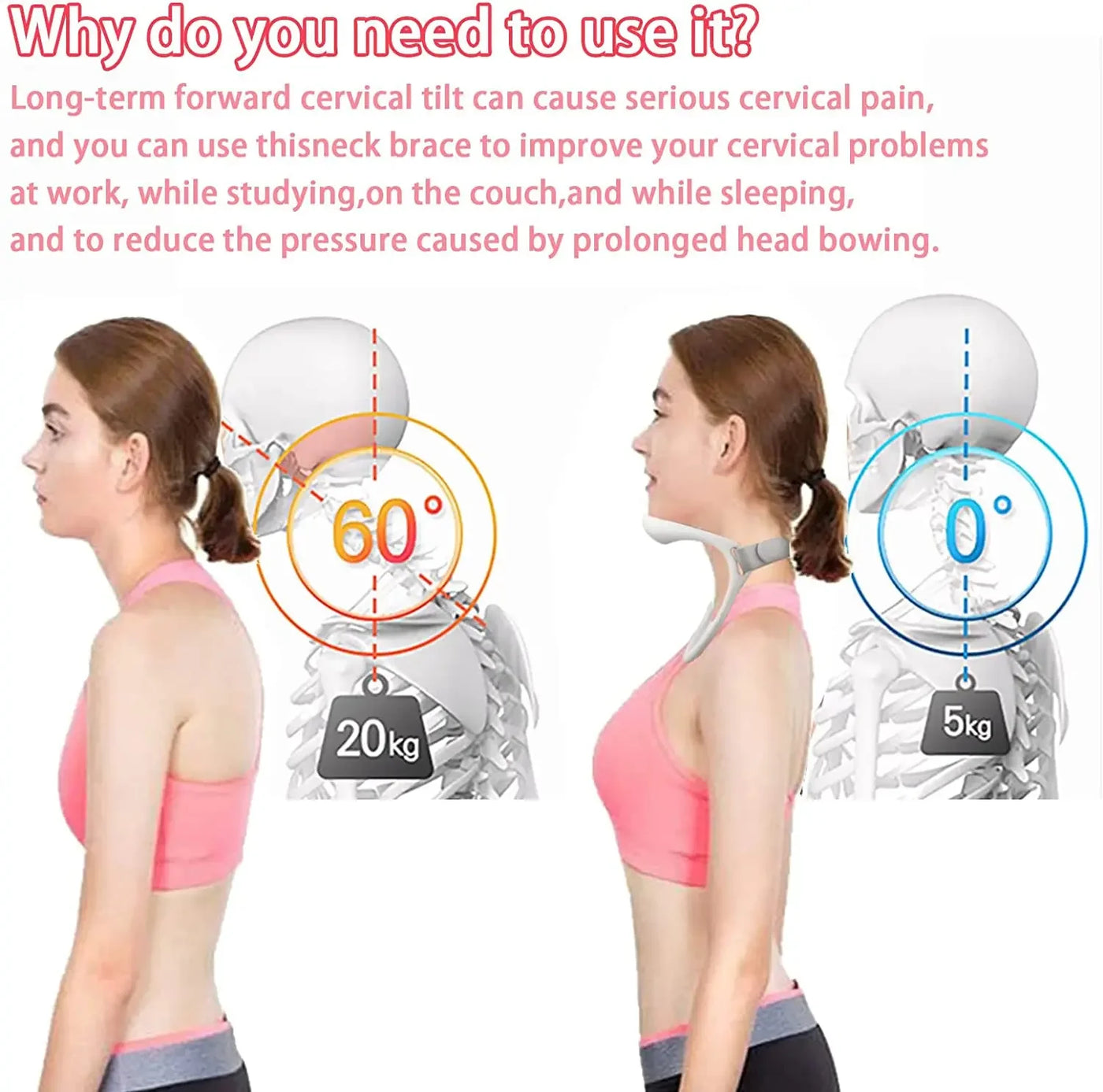 Posture Corrector Cervical Collar Neck Brace Cervical Traction Device Cervical Neck Braces Health Care Neck To Prevent Head Low