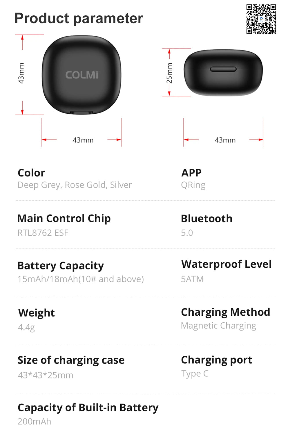 2024 COLMI R10 Smart Ring Men Women, Smartring With Charging Case, Health and Sleep Monitor, 5ATM Waterproof For Xiaomi Phone