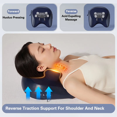 6D Electric Neck Massager Pillow Device Shiatsu Cervical Ttraction Heating Back Pillow Neck Massage Instrument Pain Back Relief