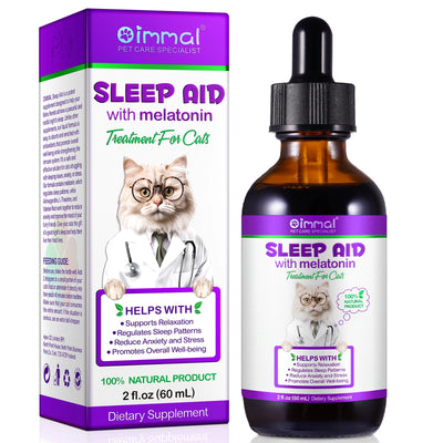 Melatonin for Cats Sleep Aid Supports Healthy Stress Relief Anxiety Relief 100% Natural Liquid Formula Regulates Sleep Patterns