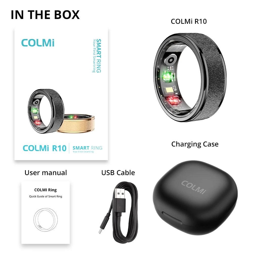 2024 COLMI R10 Smart Ring Men Women, Smartring With Charging Case, Health and Sleep Monitor, 5ATM Waterproof For Xiaomi Phone