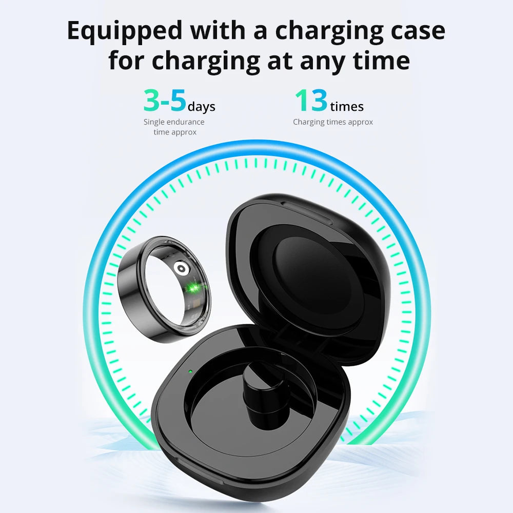 2024 COLMI R02 Smart Ring with Charging Case for Men Women, Battery Life, 39 Days, Health Monitor, 5ATM Waterproof