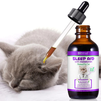 Melatonin for Cats Sleep Aid Supports Healthy Stress Relief Anxiety Relief 100% Natural Liquid Formula Regulates Sleep Patterns