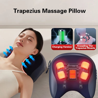 6D Electric Neck Massager Pillow Device Shiatsu Cervical Ttraction Heating Back Pillow Neck Massage Instrument Pain Back Relief