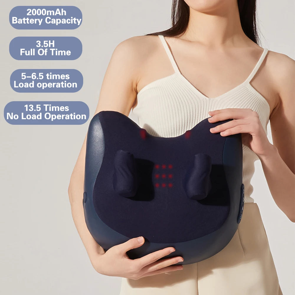 6D Electric Neck Massager Pillow Device Shiatsu Cervical Ttraction Heating Back Pillow Neck Massage Instrument Pain Back Relief