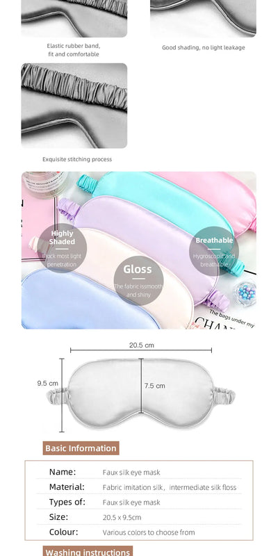 Imitated Silk Sleep Eye Mask Shading Eye Patch Portable Travel Relax Eyepatch Lunch Break Eye Cover Night Health Sleeping Shield