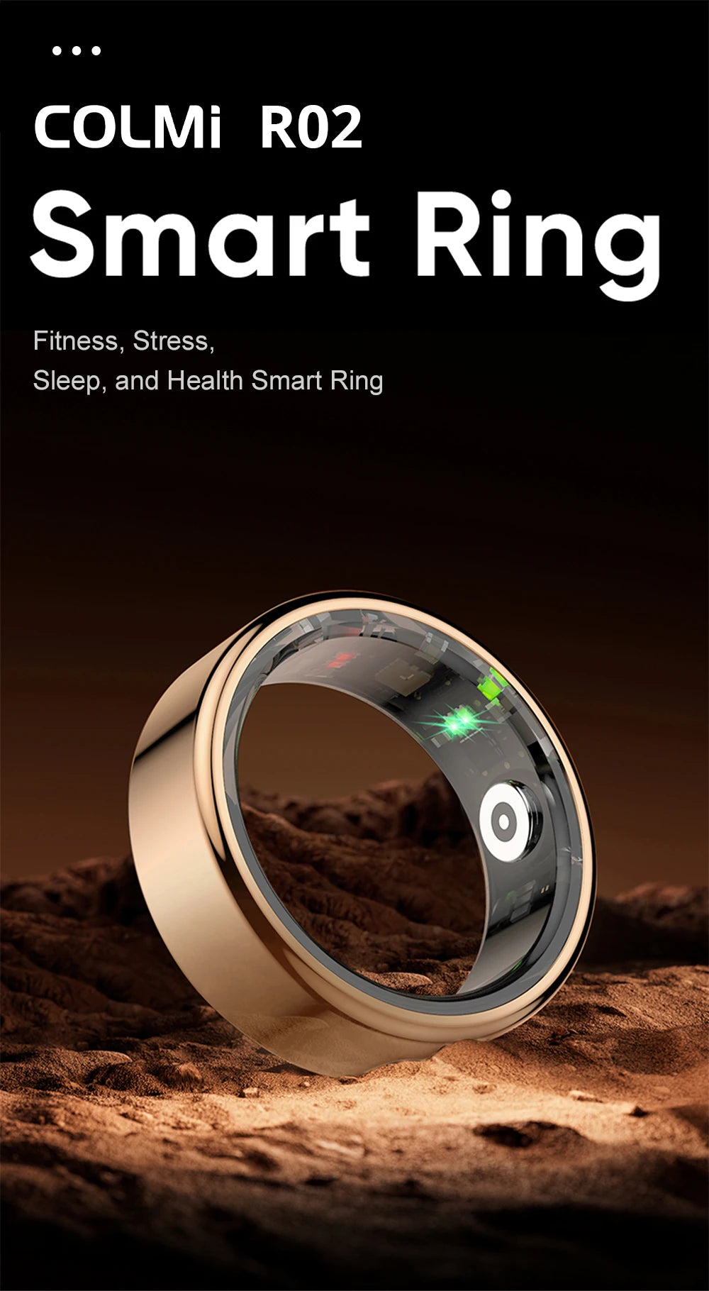 2024 COLMI R02 Smart Ring with Charging Case for Men Women, Battery Life, 39 Days, Health Monitor, 5ATM Waterproof