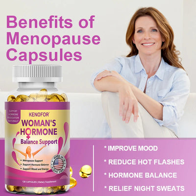 Kenofor Women's Menopause Supplement - For Night Sweats, Hot Flashes, and Mood Support - 120 Capsules, Non-GMO