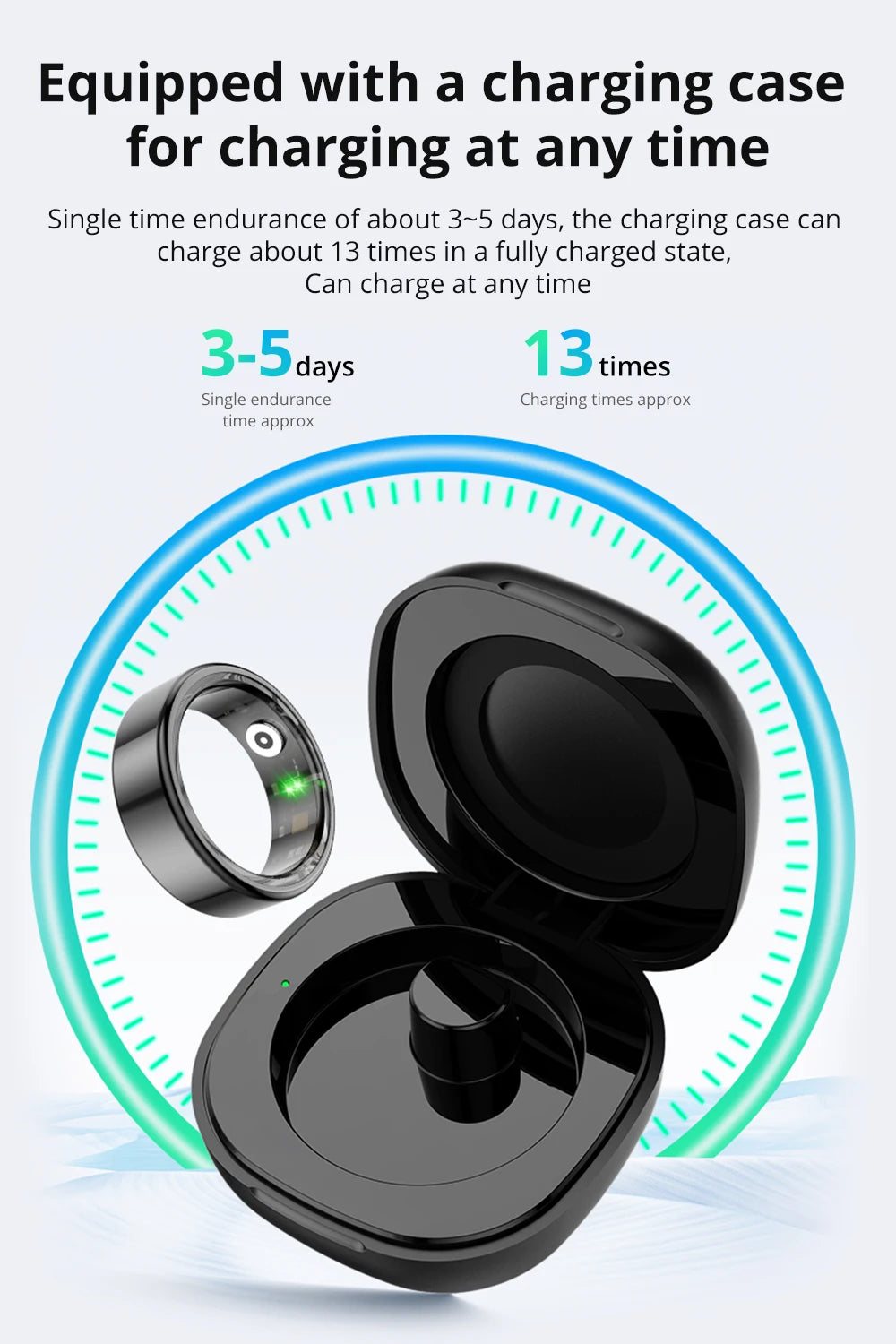 2024 COLMI R02 Smart Ring with Charging Case for Men Women, Battery Life, 39 Days, Health Monitor, 5ATM Waterproof