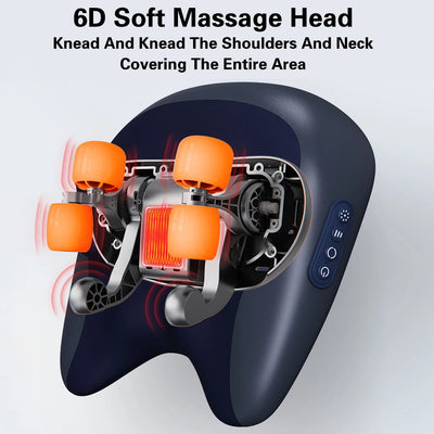 6D Electric Neck Massager Pillow Device Shiatsu Cervical Ttraction Heating Back Pillow Neck Massage Instrument Pain Back Relief