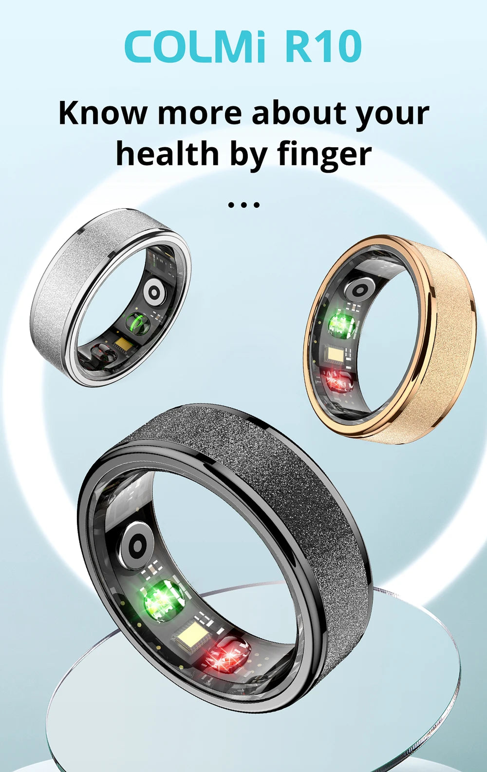 COLMI R10 Smart Ring with Charging Case for Men Women, Health and Sleep Monitor, 5ATM Waterproof, Multi-sport Mode